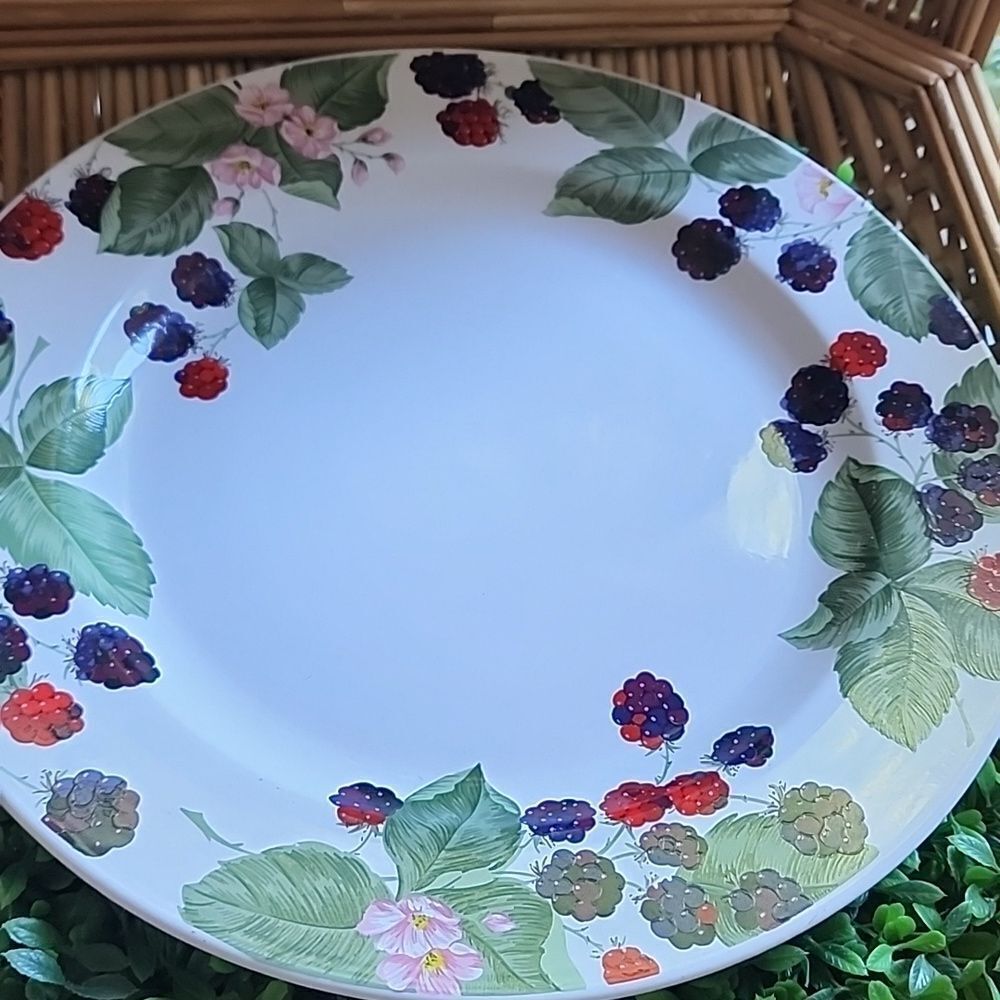 Vintage Stoneware Berries & Florals Plate Discontinued Cottage Core